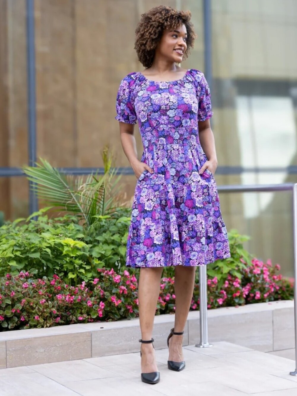 New! Y2K svaha USA Floral Scoop Neck Smocked Waist Dress Cottagecore Shabby Chic